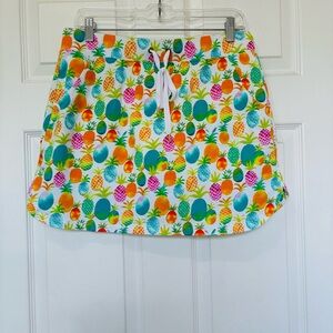 Crown & Ivy Tropical Skort Womens Medium Pull On Pockets Cotton Knit Spring Club